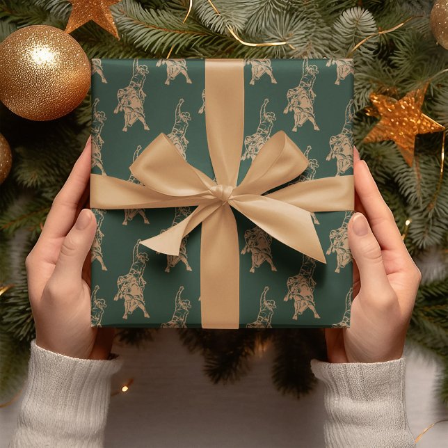 Papel De Regalo Cowboy Bull Navidades occidentales oscuros (Subido por el creador)