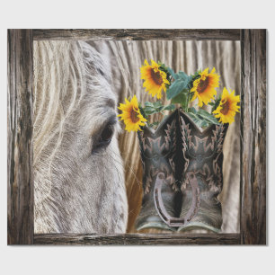 Papel De Regalo Cowboy Caballo Boots Junta de los girasoles