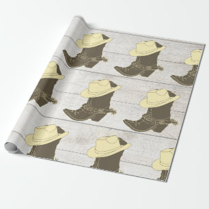 Papel De Regalo Cowboy Cowgirl Rustic Wood