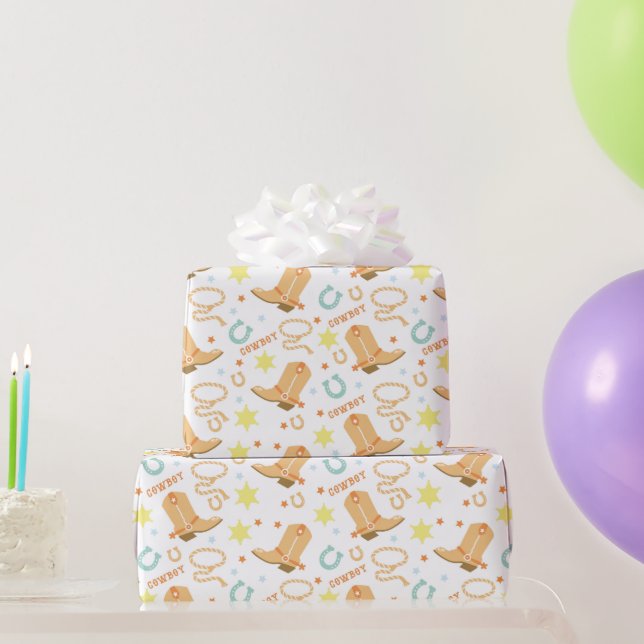 Papel De Regalo Cowboy feliz cumpleaños (Regalos de fiesta)