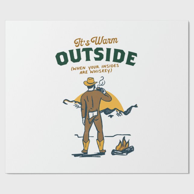 Papel De Regalo Cowboy gracioso que bebe Whiskey (Superficie plana)