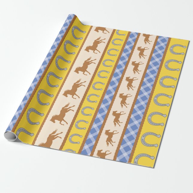 Papel De Regalo Cowboy Horse Pony Cute Primer Fiesta (Desenrollado)
