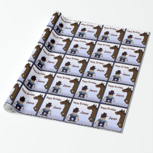 Papel De Regalo Cowboy Kid Birday Wrapper Papper
