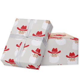 Papel De Regalo Cowboy Santa Claus Christmas