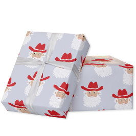 Papel De Regalo Cowboy Santa Claus Christmas Blue