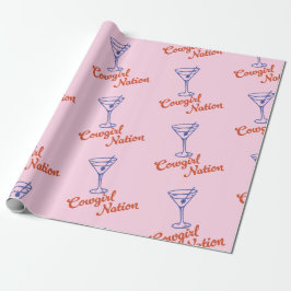 Papel De Regalo Cowgirl Martini Hand-Drawn Pink Gift
