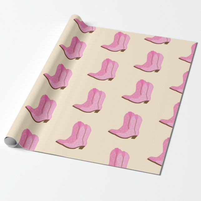 Papel De Regalo Cowgirl Rosa Boots Country Texas Ranking (Desenrollado)