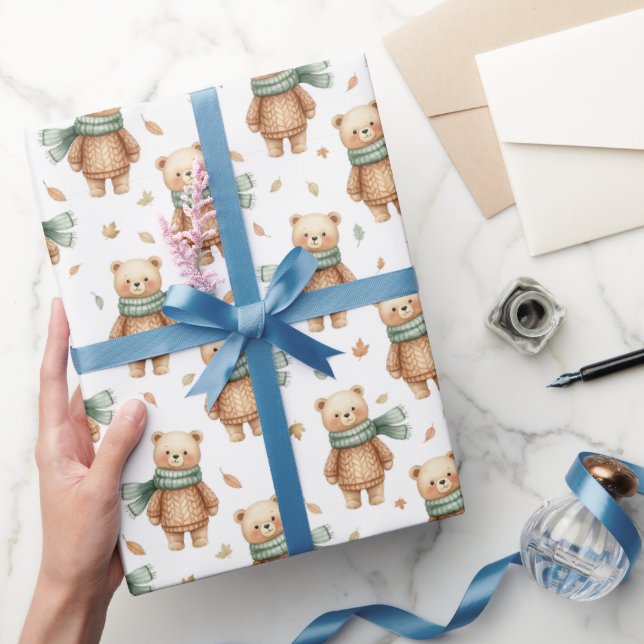 Papel De Regalo Cozy Autumn Teddy Bear Nursery (Regalar)