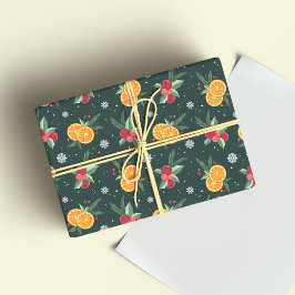 Papel De Regalo Cozy Christmas Oranges Wrapping Paper