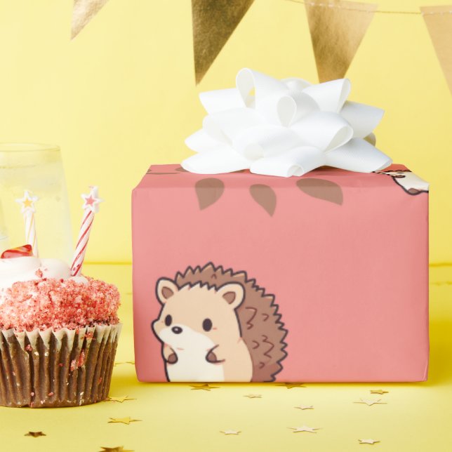Papel De Regalo Cozy Fall Hedgehog Seamless Wrapear Paper Delight (Fiesta de cumpleaños )