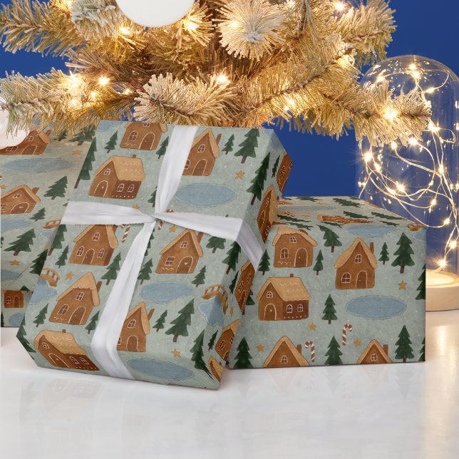 Papel De Regalo Cozy Winter Village Pattern Wrapping Paper (Vacaciones)
