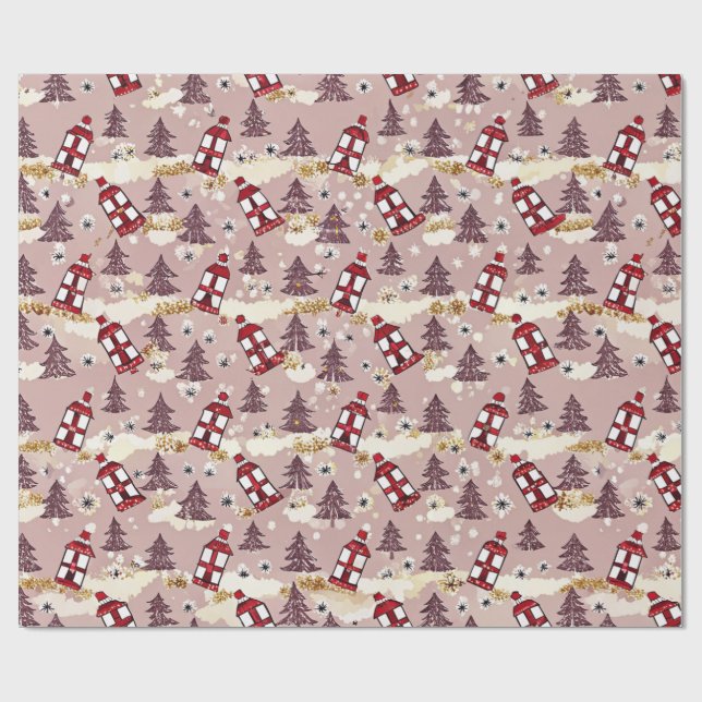 Papel De Regalo Cozy Winter Village Wrapping Paper (Superficie plana)