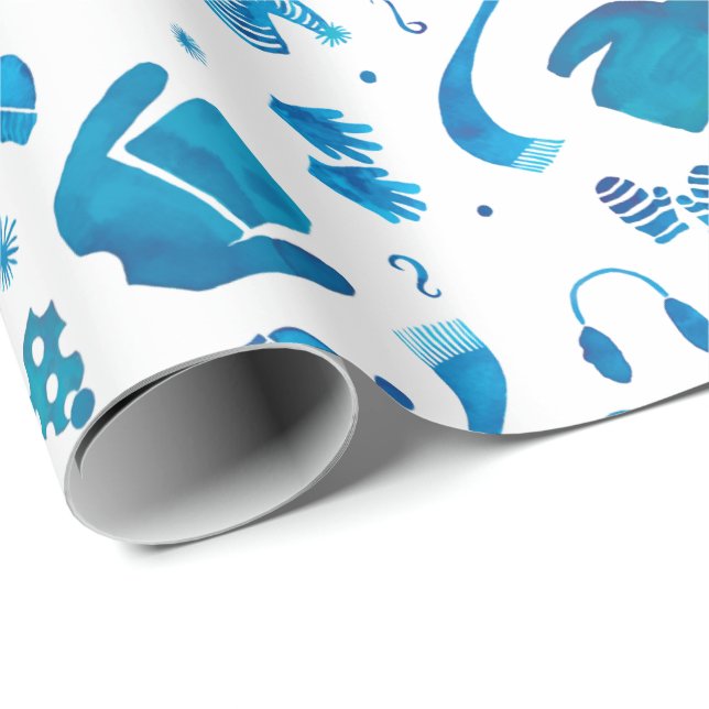 Papel De Regalo Cozy Winter Wear acuarela (Esquina del rollo)