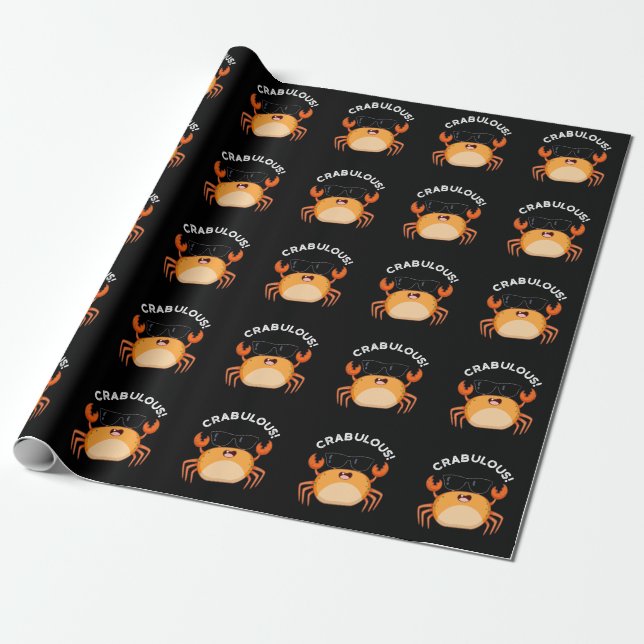 Papel De Regalo Crabulous Funny Crab Pun Dark BG (Desenrollado)