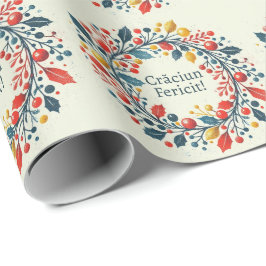 Papel De Regalo Craciun fericit - Rumano - bandera tricolor - blan