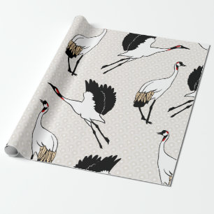 Papel De Regalo Cranas japonesas modernas y vieiras de tala