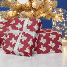 Papel De Regalo Cranberry Red Joy Holiday deja forma a Texas