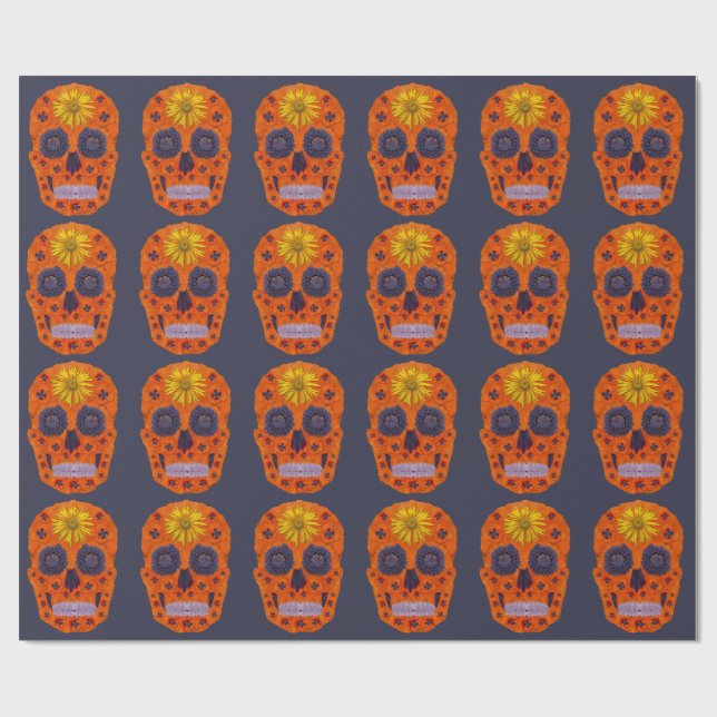 Papel De Regalo Cráneo 1 de la flor (Superficie plana)