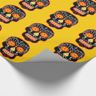 Papel De Regalo Cráneo de azúcar negro