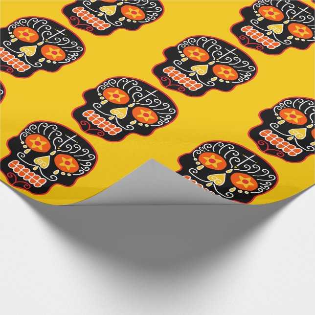 Papel De Regalo Cráneo de azúcar negro (Esquina)
