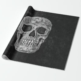 Papel De Regalo Cráneo gótico del Grunge blanco y negro