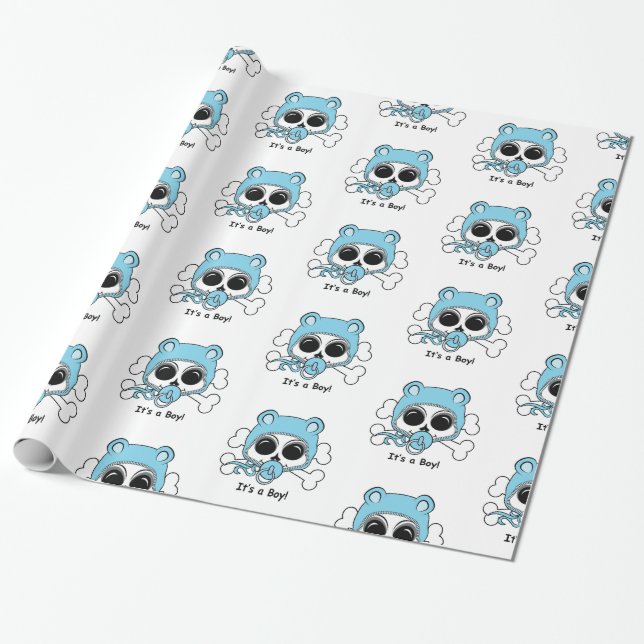 Papel De Regalo Cráneo lindo del bebé (Desenrollado)