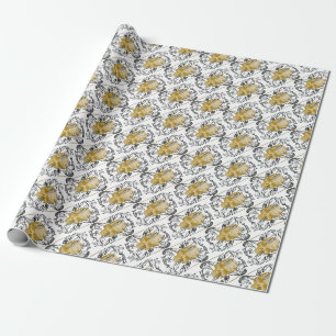 Papel De Regalo cráneo Oro vintage