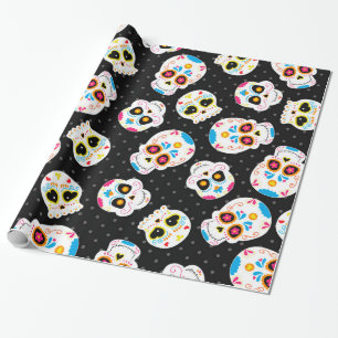 Papel De Regalo Cráneo retro del azúcar