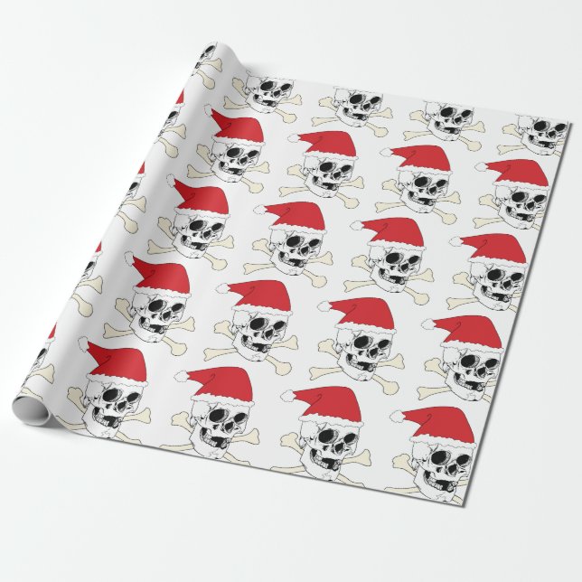 Papel De Regalo Cráneo Santa (Desenrollado)
