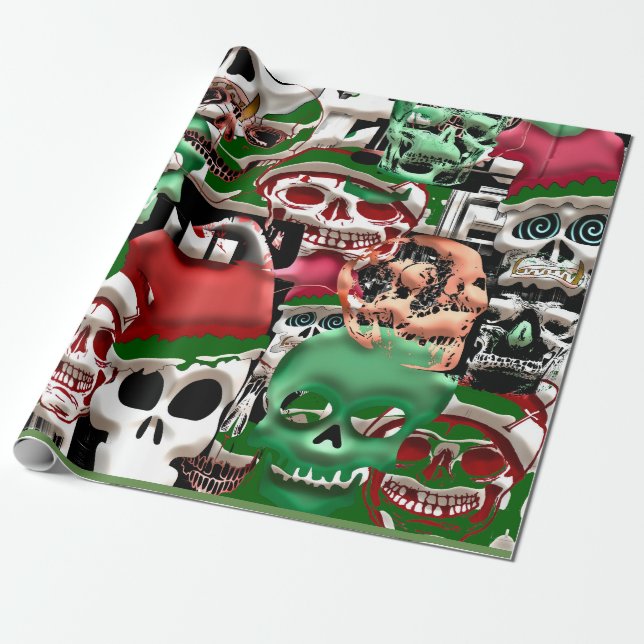 Papel De Regalo Cráneos del navidad (Desenrollado)