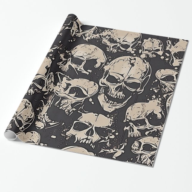Papel De Regalo Cráneos dispersados del Grunge (Desenrollado)