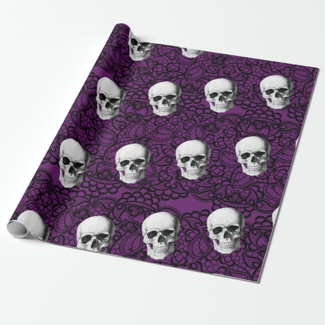 Papel De Regalo Cráneos y cordón (Desenrollado)
