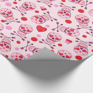 Papel De Regalo Cráneos y flechas al azar del azúcar del corazón
