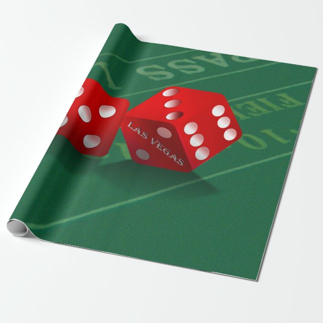 Papel De Regalo Craps Table con los dados de Las Vegas (Desenrollado)