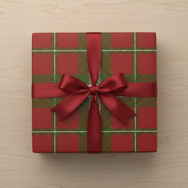 Papel De Regalo Crawford Tartán moderno (Rustic Green Buffalo Plaid Wrapping Paper)