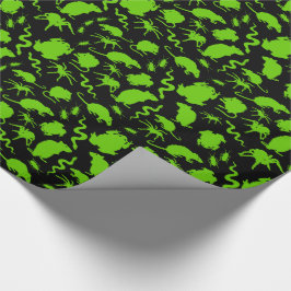 Papel De Regalo Crawlies verde verde de Halloween Rats Toads Spids