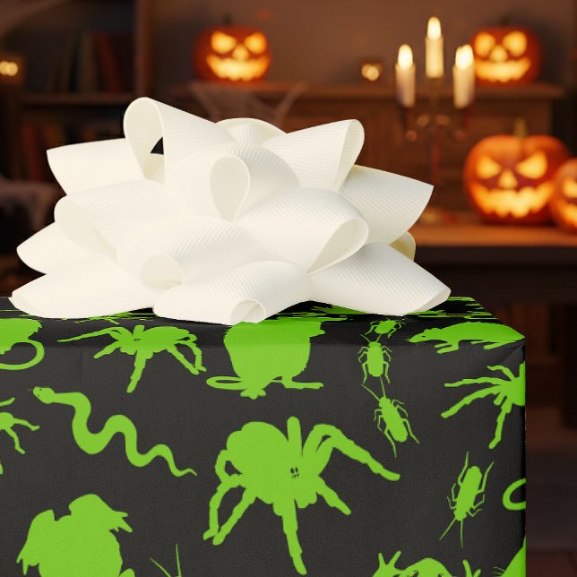 Papel De Regalo Crawlies verde verde de Halloween Rats Toads Spids (Subido por el creador)