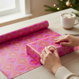 Papel De Regalo Crayon Diamonds Naranja Púrpura Rosa Geométrico