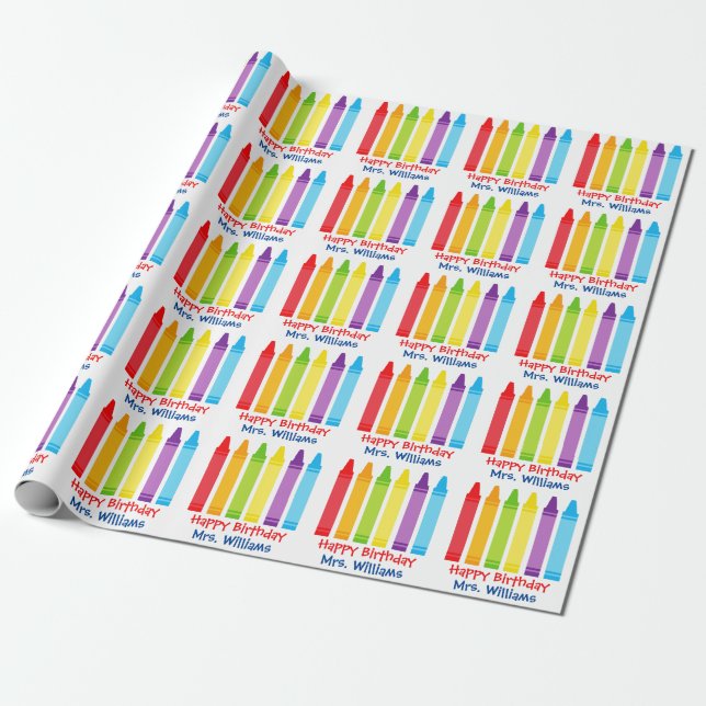 Papel De Regalo Crayon, Personalizado de la Escuela Infantil Cute (Desenrollado)