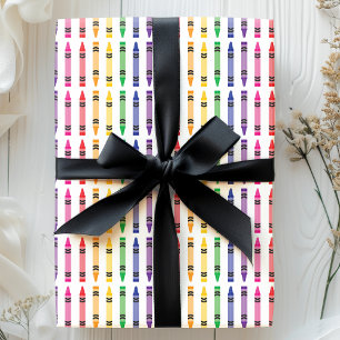 Papel De Regalo Crayones Escolares Diversión Niños Patrón Maestro