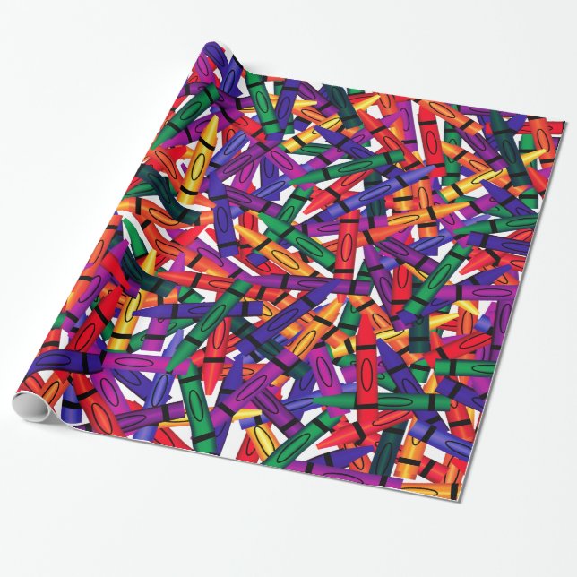 Papel De Regalo Crayons Niños Cumpleaños Crayon Wrap (Desenrollado)