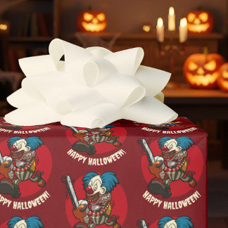 Papel De Regalo Crazy Chainsaw Clown Halloween Party Cartoon