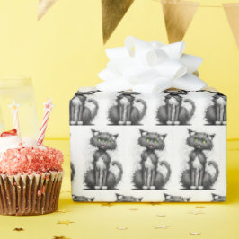 Papel De Regalo Crazy Feline En Blanco