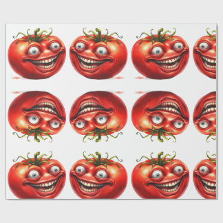 Papel De Regalo Crazy Happy Tomato Cartoon Funny Wrapping Paper