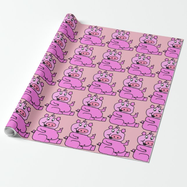 Papel De Regalo Crazy Pig Lady (Desenrollado)