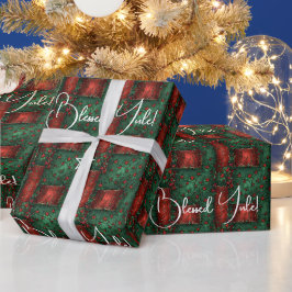 Papel De Regalo Crea Tu Propia Cinta tejida de Yule Verde Rojo