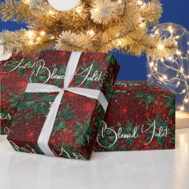 Papel De Regalo Crea tu propio acebo rojo verde de invierno Yule