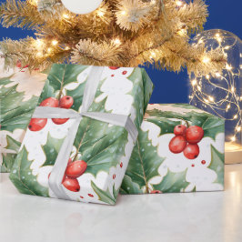 Papel De Regalo Crea tu propio blanco rojo holly