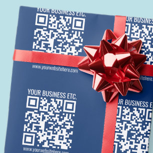 Papel De Regalo Crea tu propio código QR   Azul