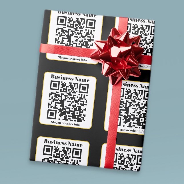 Papel De Regalo Crea tu propio código QR | borde dorado blanco neg (Subido por el creador)